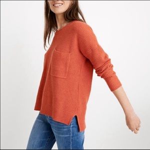 Madewell Orange Thompson Pocket Sweater Small